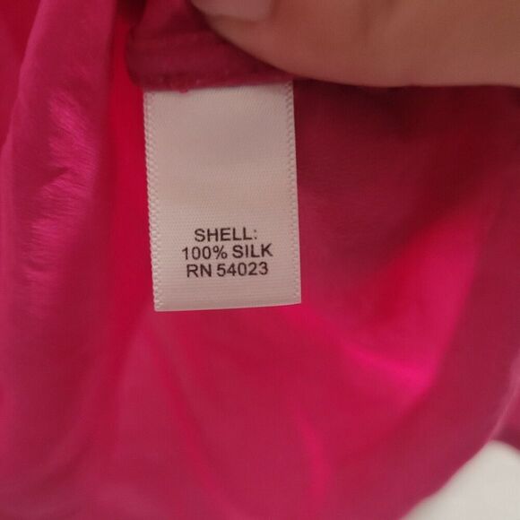 Banana Republic Womens Silk Shirt Size S Pink‎ Long Sleeve V Neck Barbiecore - Picture 5 of 9